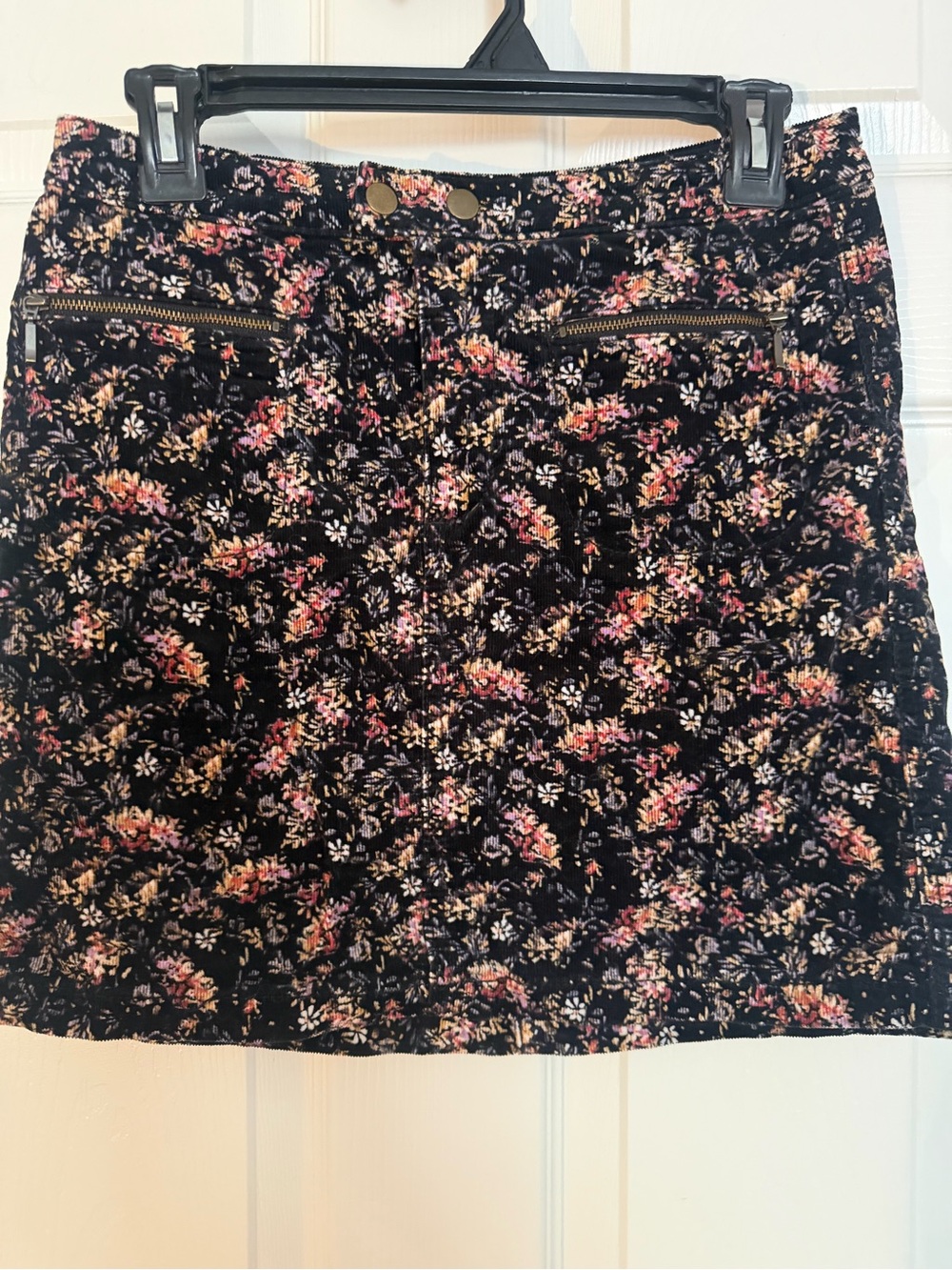 Mossimo Supply Co. Black Velvet Mini Skirt with Pink & Cream Floral